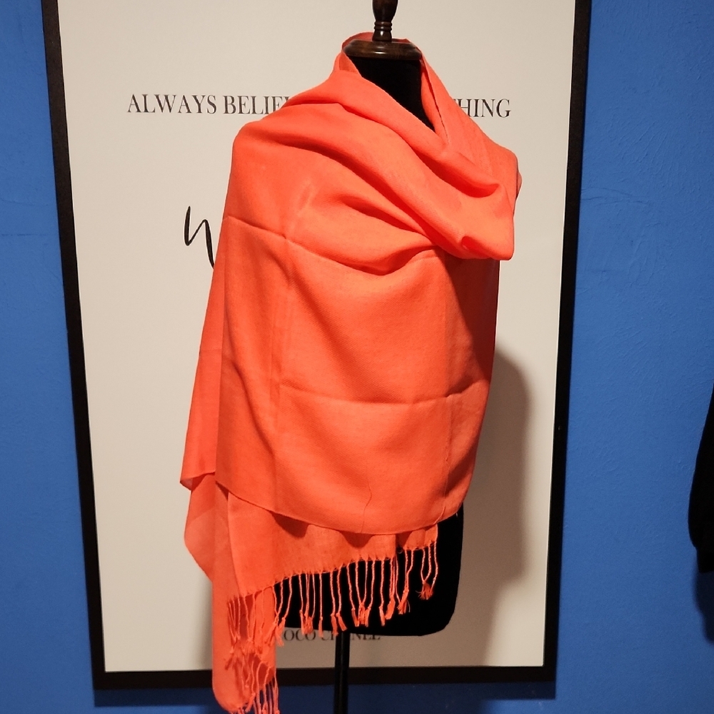 Vibrant Orange Shawl Wrap/ Pashmina